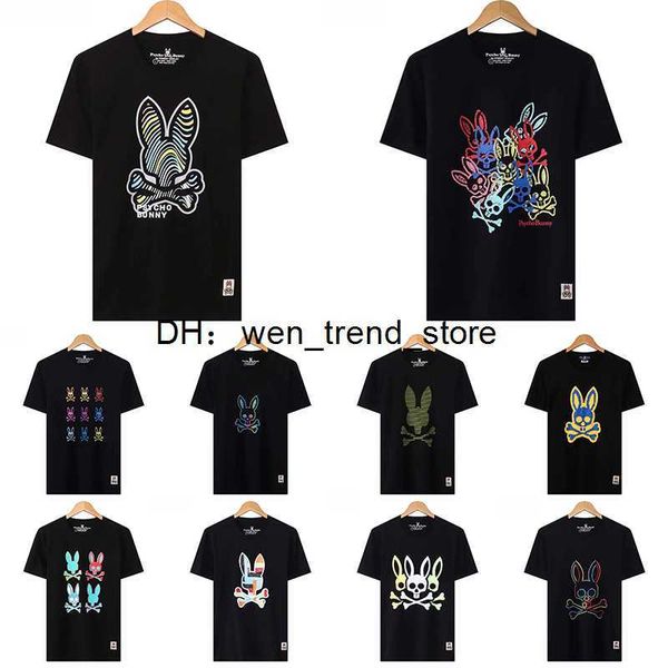 

new 2023 psycho bunny print t shirt mens womens design multi style men fashion casual tshirt couple short sleeve man y6k5, White;black
