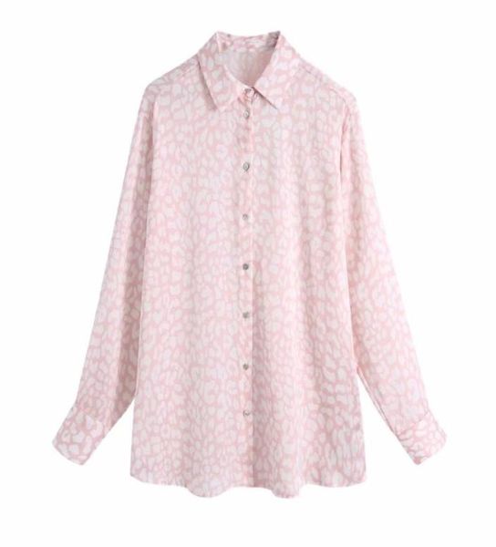 

women leopard print long sleeve pink shirt female turndown collar blouse casual lady loose blusas s8732 women039s blouses 6928772, White