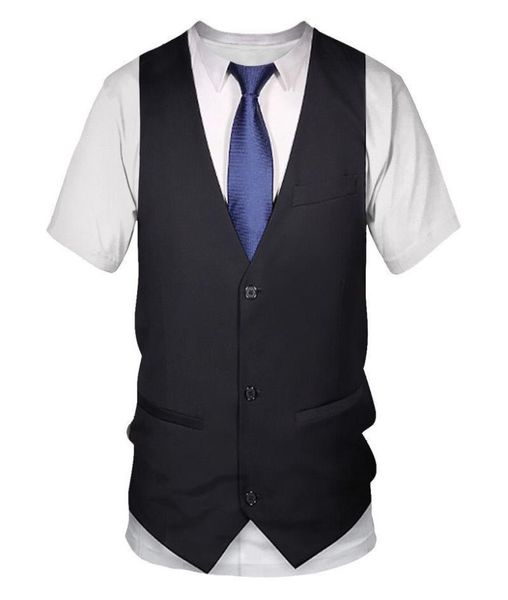 

funny suit 3d t shirt graphic tuxedo bow tie digital printed tshirts men summer fashion short sleeve streetwear vest 7437292, White;black