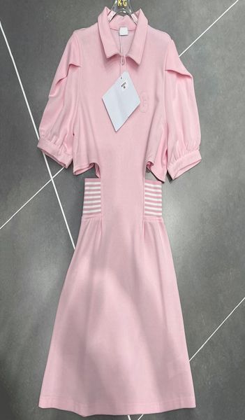 

pink cotton dresses lapel neck skirts hollow waist women dress trendy letter embroidery dresses skirt clothing7181865, Black;gray