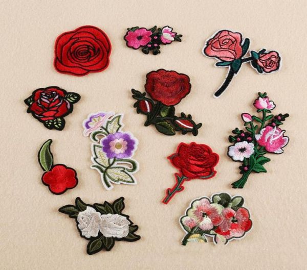 

diy patches plum rose for clothing sewing notions embroidered tools patch applique on patched accessories badge stickers to clothe2397565, Black