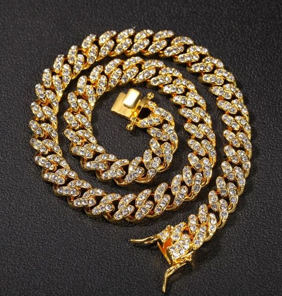 

mens gold miami cuban link chains fashion hip hop iced out chain hiphop necklace jewelry 12mm7759848, Silver