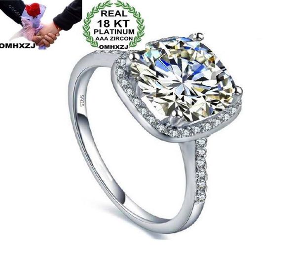 

omhxzj whole personality solitaire rings fashion ol woman girl party wedding gift white luxury square zircon 18kt white gold r1567457, Golden;silver