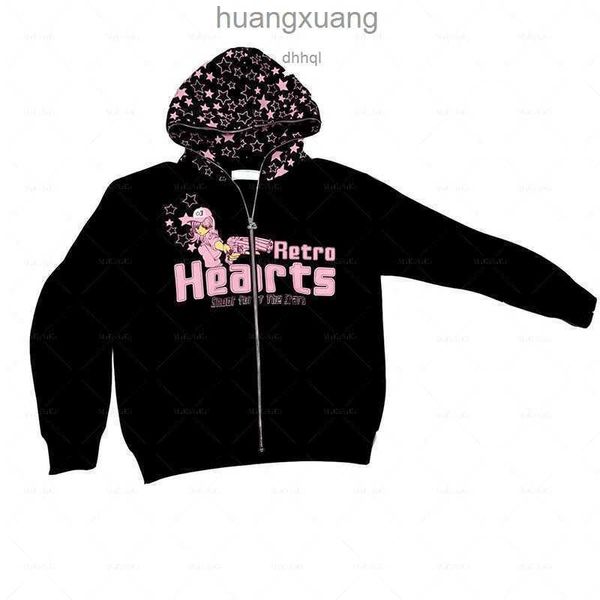 

men's hoodies sweatshirts goth punk sweatshirt men's hoodies y2k zip up hoodie stars print sport coat pullover gothic long sleeve, Black