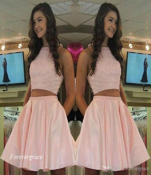 

2019 lovely pink two pieces homecoming dress a line short juniors sweet 15 graduation cocktail party dress plus size custom 1799191, Blue;pink