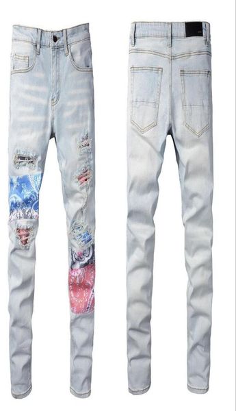 

mens designer jeans star high elastics distressed ripped slim fit motorcycle biker denim for men s fashion black pants0262872747, Blue