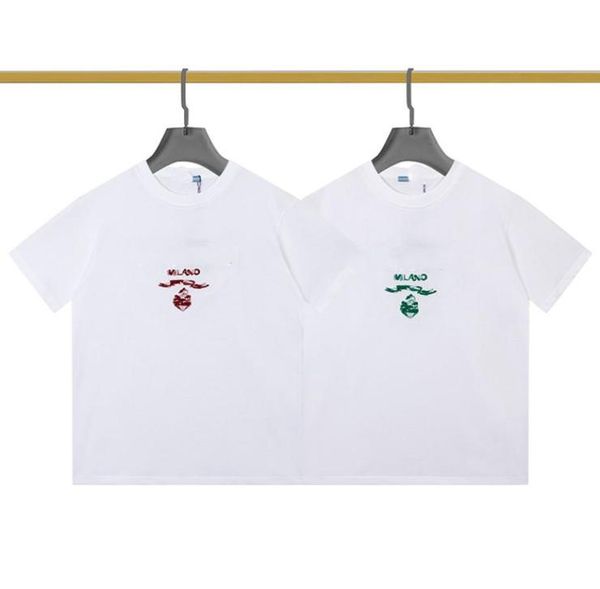 

embroidered loose fit slim short sleeve tshirt tees012346151945, White;black