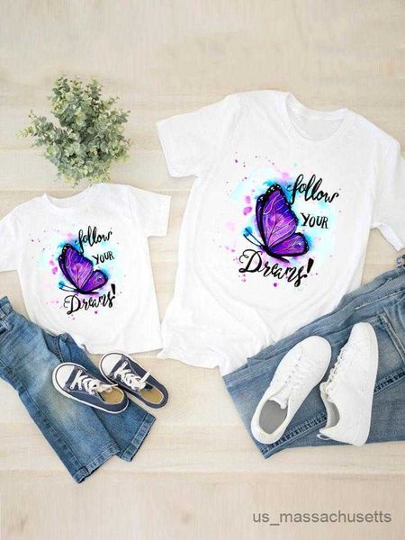 

family matching outfits women spring butterfly cute child kid clothing boy girl summer family matching outfits mom mama mother tee t-shirt c, Blue