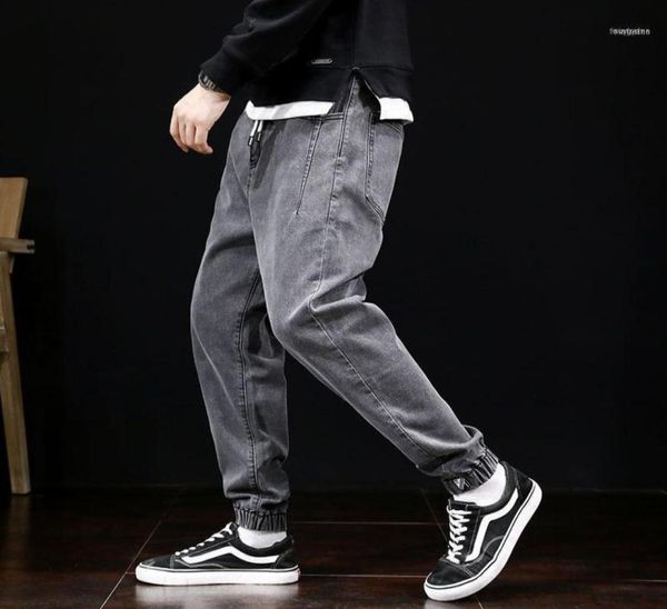 

men039s jeans fashion streetwear men loose fit vintage harem pants multi pockets denim cargo slack bottom hip hop jogger men17337716, Blue