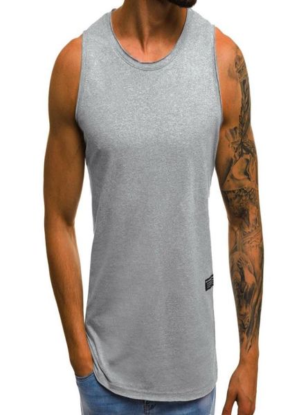 

men039s summer tank vest 2019 casual fashion sleeveless oneck cotton breathable gym clothing bodybuilding mens tank t1553222, White;black
