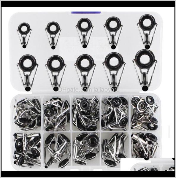 

sports outdoors 80pcsbox fishing rod guide tip repair kit set diy eye rings stainless steel frames ceramics ts line rin3532756