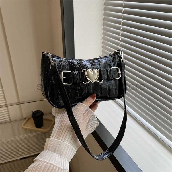 

shoulder bags lacquer leather glossy french niche crocodile pattern women's bag underarm bag 2023 new high-end texture versatile should