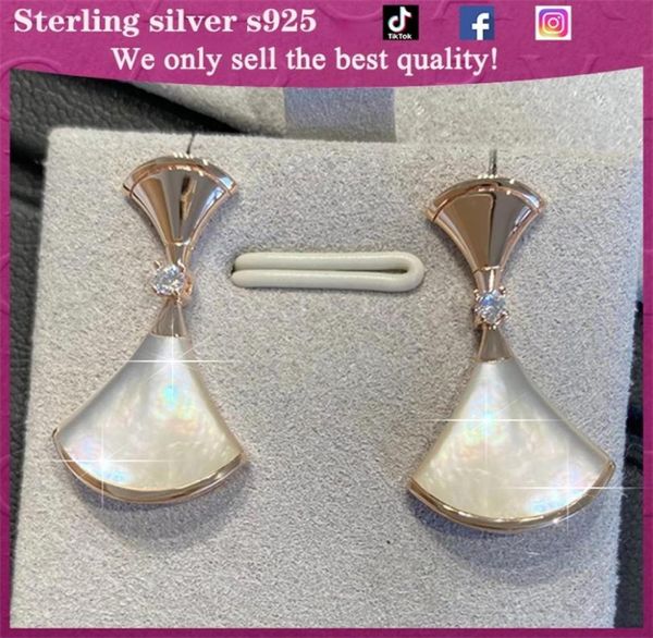 

925 sterling silver shell fan earrings ladies luxury highend fashion allmatch personality jewelry christmas gifts 2202111718166, Golden;silver