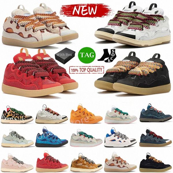 

designer luxury lanvins curb outdoor shoe mens women embossed leather sneakers calfskin stripe stretch cotton lanvins shoes lace-up low rubb