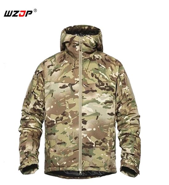 

wzjp new outdoor winter downjackets mens tactical camouflage thicken waterproof hooded down jacket male coats5299612, Blue;black