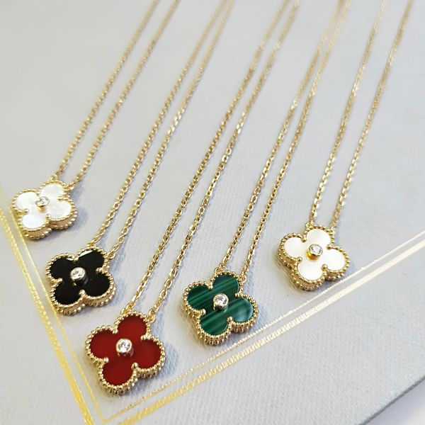 

designer luxury women four leaf flower necklace fashion clavicle chain, Silver