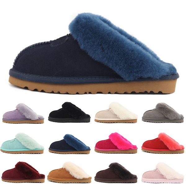 

australia women fur slippers designer snow slippers sandals black brown grey blue red pink purple navy chestnut sandal size 35-43