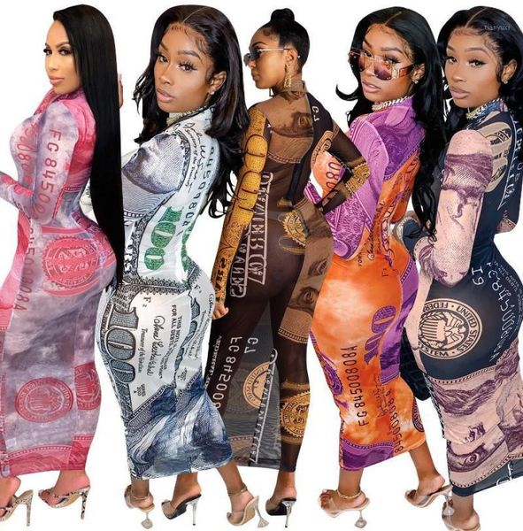 

casual dresses money dollar print women039s long midlength dress tight zipper elegant party club costume 2022 summer dinn9834755, Black;gray