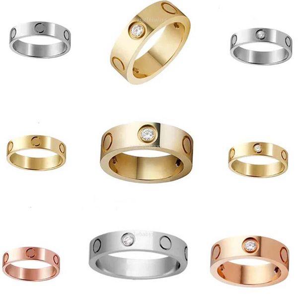 

fashion stainless steel crystal wedding ring womens jewelry love rings mens rings for female women gift engagement, Silver