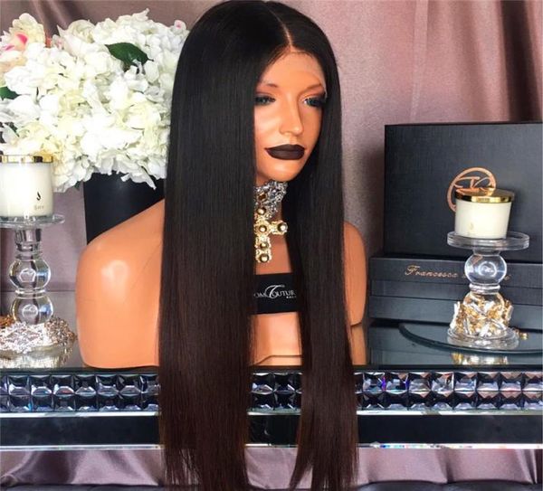 

130 density silky straight lace front human hair wigs brazilian remy hair 826 inches natural color wigs for all women3150791, Black;brown