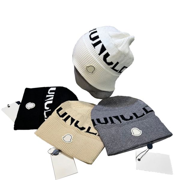 

designer knit hat for men and women autumn-winter wool embroidered warm hat elastic, Blue;gray