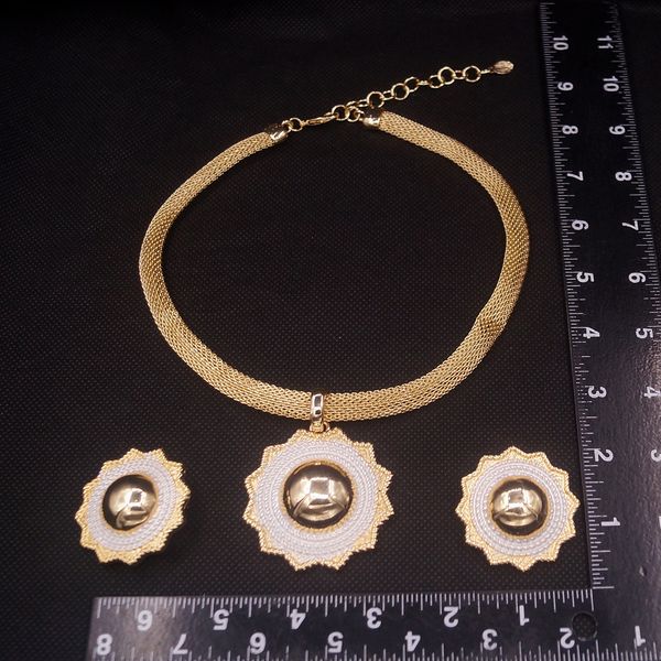 

selling simple exquisite 24k gold plated women jewelry sets fashion design necklace earring sets costume accessories gift, Black