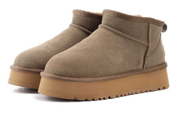 

ultra mini platform boot designer women winter ankle australia classic fashion snow boots thick bottom real leather casual shoes warm fluffy, Black