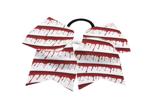 

new terror blood carnival fancy cheer girls ponytail holder cheerleader halloween 75inch bows hairband hair clips 8pcs305v4568486, Slivery;white