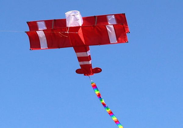 

3d single line red plane kite sports beach with handle and string easy to fly factory outlet5114231