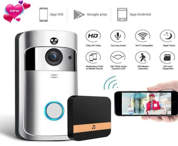 

wifi video doorbell ir visual hd wireless smart security camera with pir motion detection for ios android phone app control2372516
