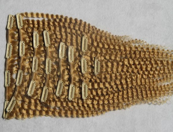 

613 bleach blonde afro kinky curly clip human hair extensions remy human hair 100g 10pcslot kinky curly virgin thick clip in hair5154039, Black