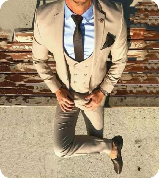 

beige men suits 2022 wedding tuxedos slim fit groom wear groomsman prom suits costume homme 3 piecesjacketpantsvest terno blaz11994173543, Black;gray