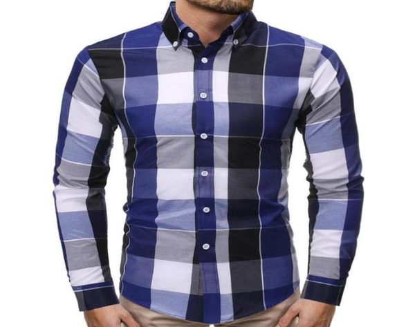 

plaid shirt for men long sleeve slim fit fashion men039s shirt casual dress blouse men red blue new3814908, White;black