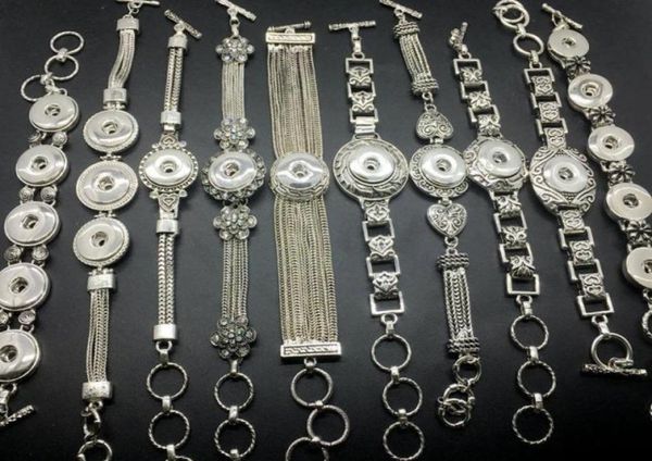 

whole 10pcslots different style ginger snaps button bracelet fit for 18mm interchangeable diy snaps charm size adjustable34099474912793, Golden;silver