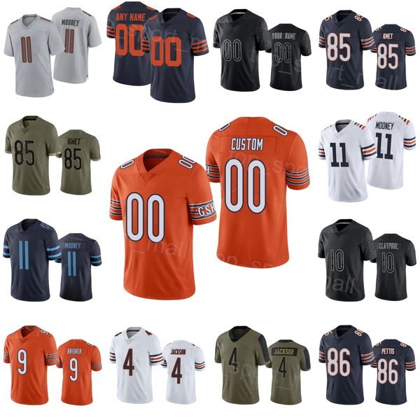 

man woman youth football 85 cole kmet jersey 11 darnell mooney 86 dante pettis 10 chase claypool 9 jaquan brisker 4 eddie jackson navy blue, Black;red