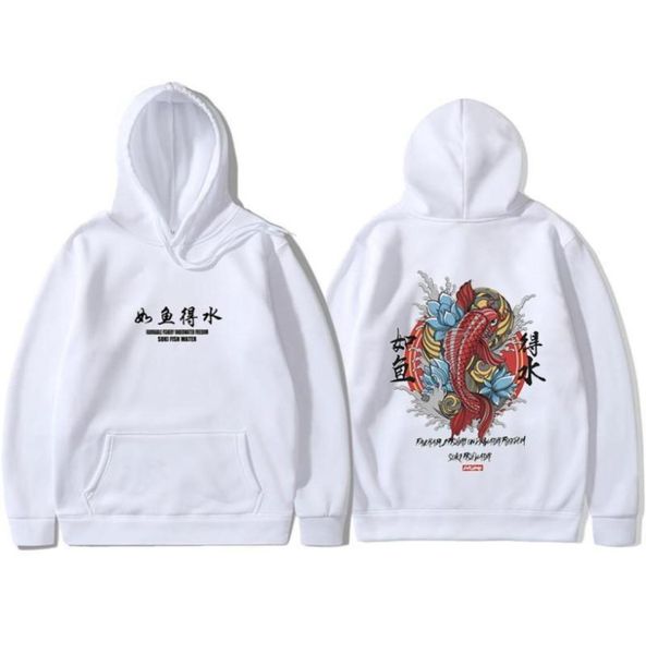 

fashion new men cool men039s hip hop hooded hoodies japanese style koi casual sweatshirts streetwear menwomen pullover5668734, Black