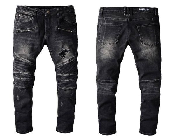 

2021 new arrivals balmian mens luxury designer denim jeans holes trousers biker pants men039s clothing 10895879086, Blue