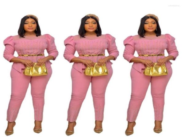

plus size dresses 2022 heavy fabric african coat and pants suits women outfits two piece setplus edad227177227, Black