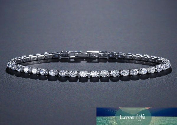 

solid 925 sterling silver 4mm 17cm 19cm cz tennis bracelet bangle for women wedding fashion jewelry whole party gift s47771608120, Golden;silver