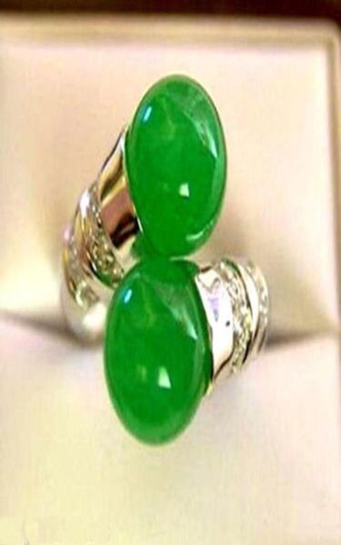 

beautiful tibet silver natural green jade ring 789012383686959582793, Golden;silver