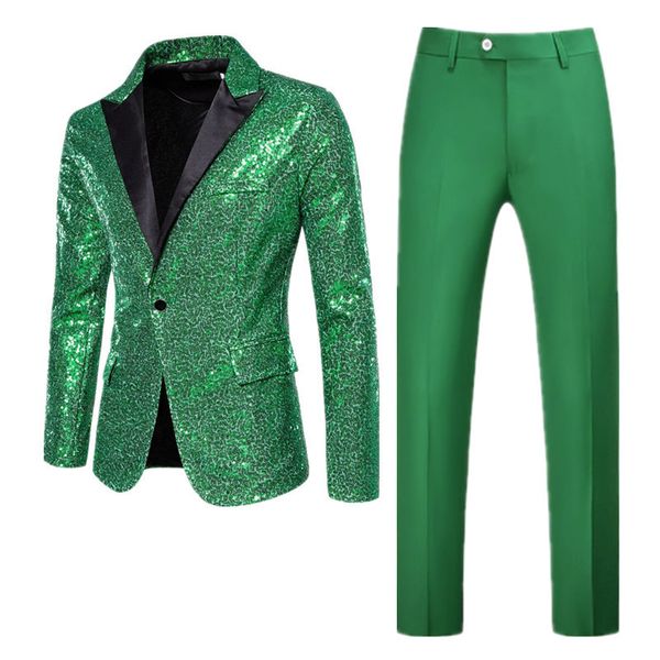 

men's suits blazers men sequins suit 2 piece comfortable breathable clothing business social dance party dress blazer jacket and pants, White;black