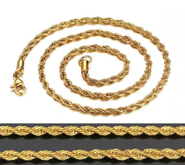 

bulk 18k gold plated chains for women men 3mm ed rope choker necklaces jewelry size 16 18 20 22 24 30 inches2918360, Silver