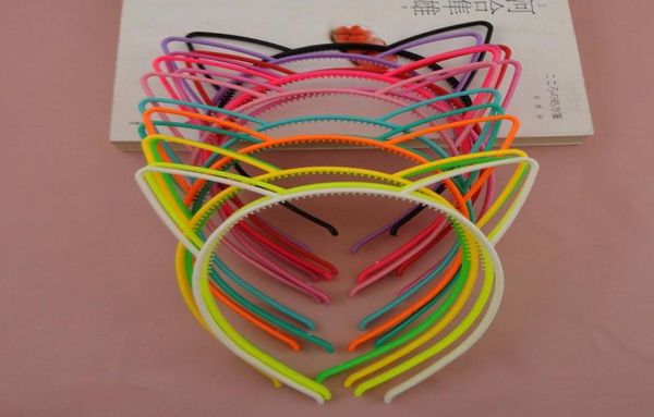 

10pcs 6mm assorted colors cat ears shape plastic hair headbands with small teethsweet princess hairbandskids hair accessories2334417, Silver
