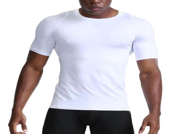 

men039s gym sports tight and quickdrying breathable stretch fitness clothes tshirt pro running training fitness shortsleeve 9917649, White;black