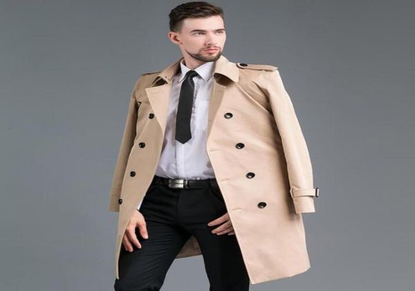 

mens trench coats man spring autumn long coat men clothes european slim fit overcoat long sleeve 2019 new designer2590668, Tan;black
