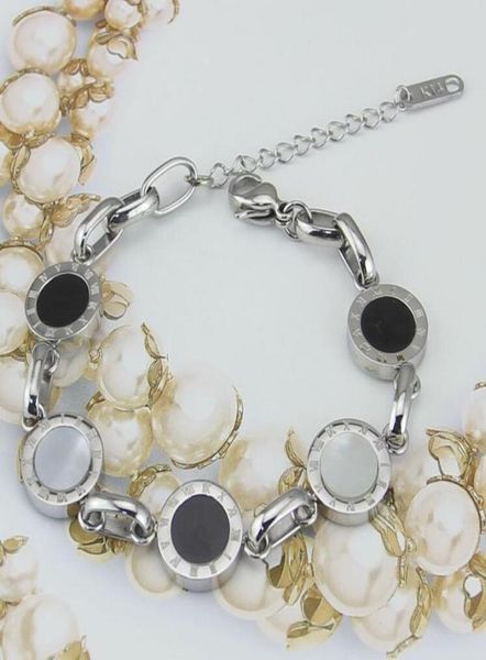 

never fade high polished black white number letter chain bracelet bangle rose gold silver 316l stainless steel inlaid ceramic love6912486