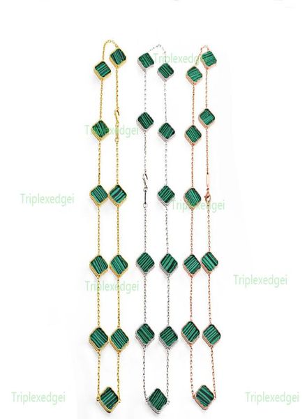 

highend luxury 10 flower choker fourleaf clover necklace fashion boutique woman necklace designer 316l titanium steel plated 18k6900793, Golden;silver