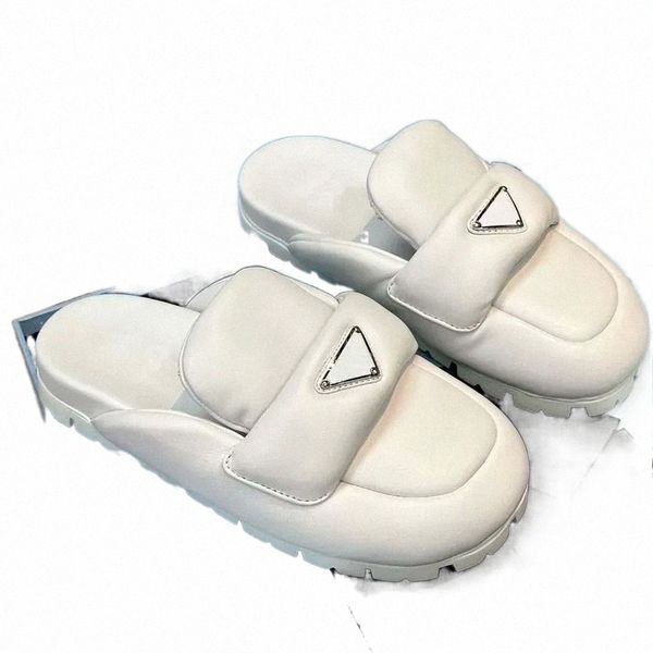 

woman slippers sandals quality metal triangle logo 2cm rubber sole classic plaid fashion classics sandal women slipper shoes slide r2gc#, Black