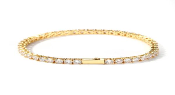 

iced out gold chain bracelet for mens hip hop damond tennis jewelry single row rhinestone bracelets 4mm3925456, Golden;silver