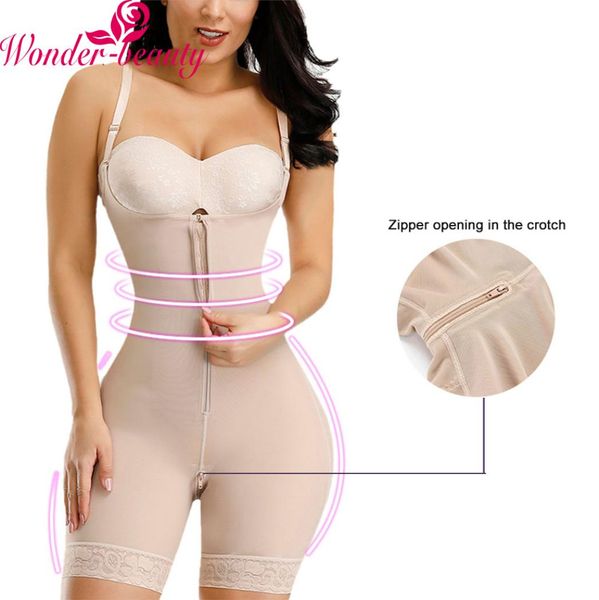 

wonderbeauty fajas colombianas reductora bodyshaper butt lifter shapewear tummy control waist trainer bodysuit adjustable straps m8681960, Black;white
